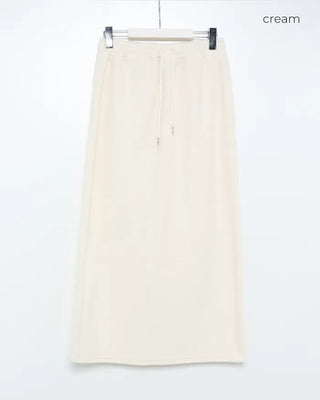 Elastic waist fleece long skirt