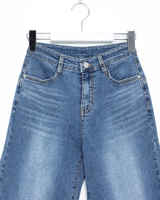 Washed straight denim