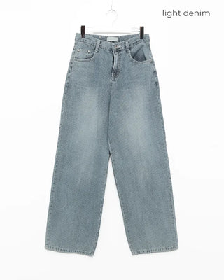 Wide striped denim pants