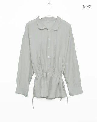 Striped waist string peplum blouse