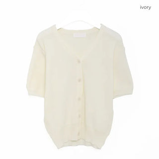 V-neck short-sleeved cardigan
