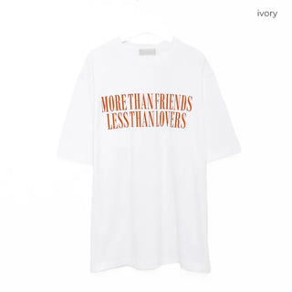 Simple color lettering short-sleeved T-shirt