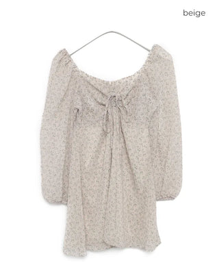 2-Way Heart Neck String Bust Flower Mini Dress