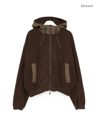 Cropped fleece hooded parka
