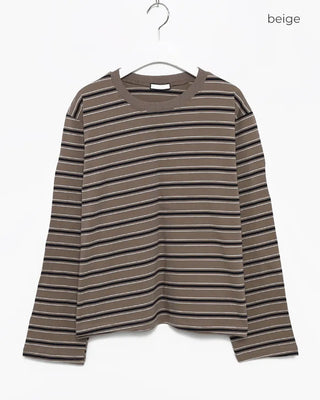 Double-border long-sleeve T-shirt