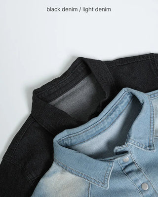 Slim-fit cropped denim shirt