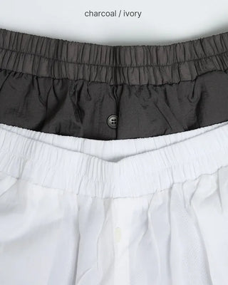 Elastic waist nylon shorts