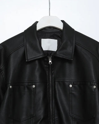 2-way rivet leather jacket