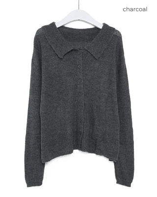 Shirt collar knit cardigan