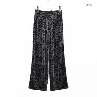 Leopard velvet elastic waist pants