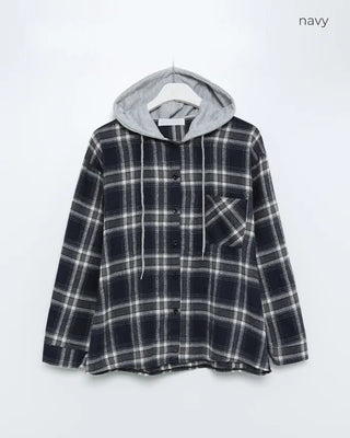 Hooded checkered shirt