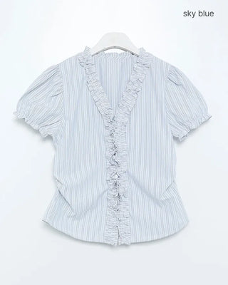 Frill puff sleeve blouse