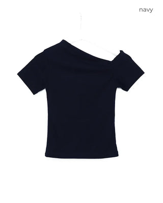 Asymmetrical Neck Slim Half T-Shirt