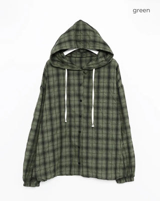 Checked hoodie shirt
