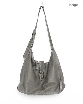 Washed faux leather shoulder bag