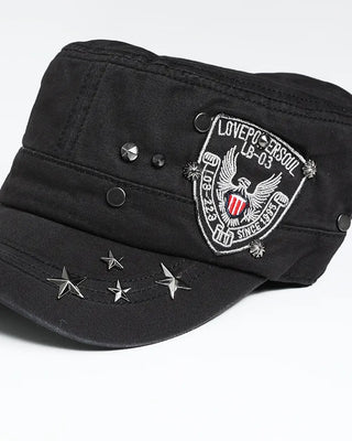 Army Patch Studded Railroad Cap