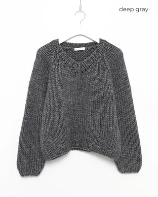 Handmade V-neck knit sweater