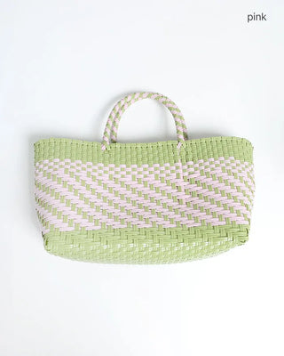 Colorful accent basket handbag
