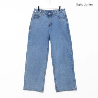 Buckle waist denim pants