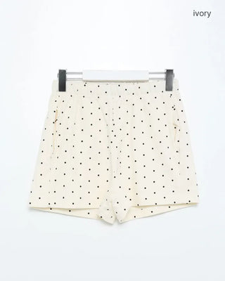 Polka Dot Elastic Waist Shorts