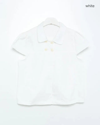 Double-breasted, oversized collar shirt