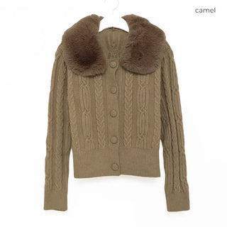 Fur cropped cardigan