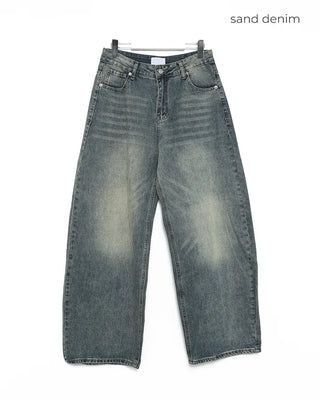 Brushed wide-leg denim