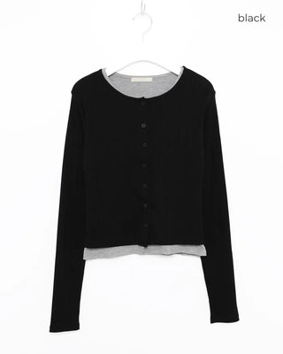 Layered Rib Cardigan