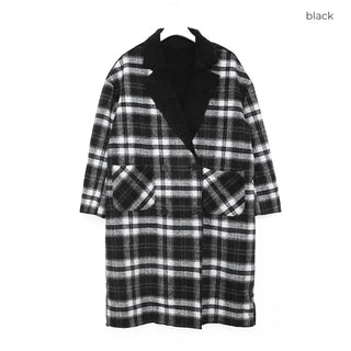 Checked long coat