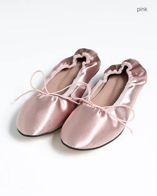 Satin gathered heel flat shoes