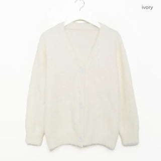 Loose-fit V-neck knit cardigan