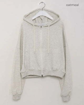 Cropped Hooded Zip-Up