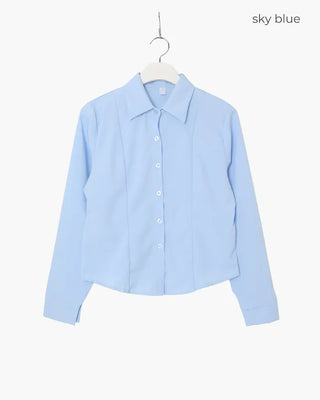 Crop Basic Long Sleeve Shirt