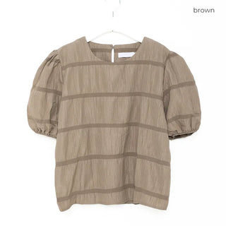 Pleated short-sleeved blouse