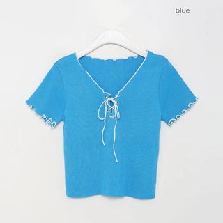 Eyelet short-sleeved T-shirt