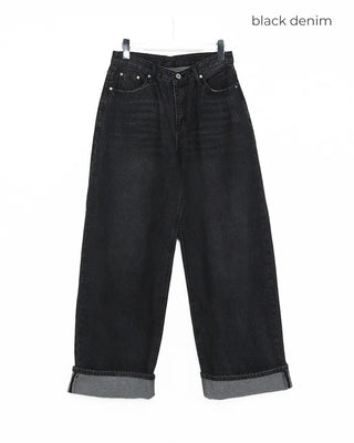 (Unisex) One-flap hip pocket wide jeans