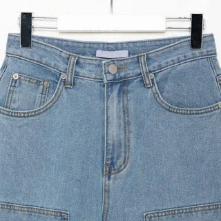 Double-knee denim pants