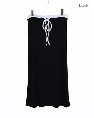Two-tone string point long skirt