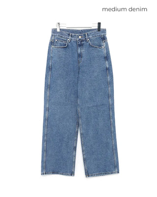 Semi-wide denim pants