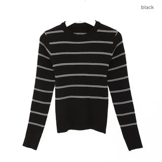 Slim-fit striped ribbed knit