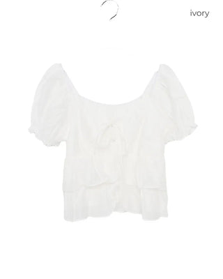 Ribbon string tiered blouse