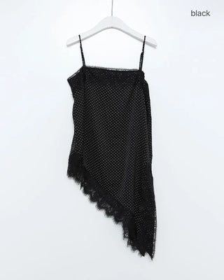 Polka Dot Lace Sleeveless Mini Dress