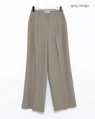 Two-pleat, center-creased wide-leg slacks