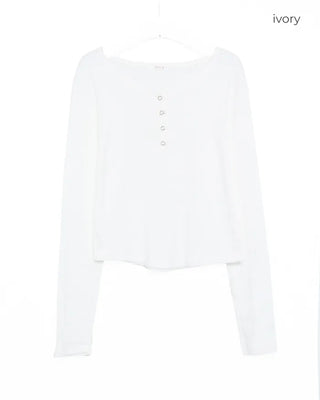 U-neck button-down slim-fit long-sleeve shirt
