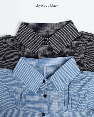 Slim-fit check short-sleeve shirt