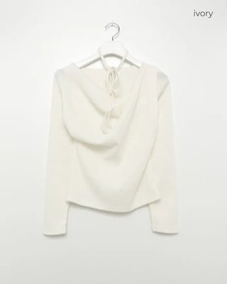 Choker Set Shirred Off-Shoulder Slim Knit