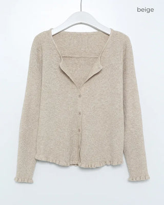 Knit frill camisole & cardigan set