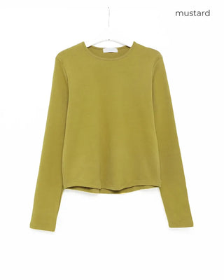Round hem cotton long t-shirt