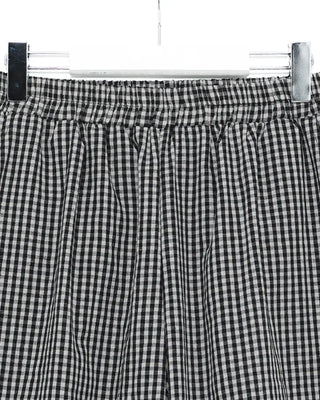 Checked frill wide elastic waist pants