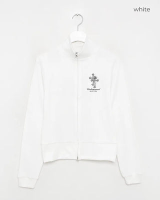 High-neck gothic double-zip hoodie